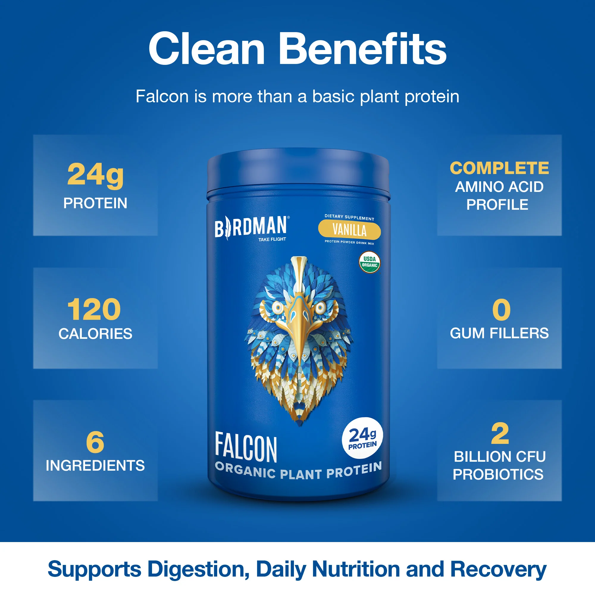 Falcon Protein Plant-Based Protein Powder - Vanilla Flavor -  1.32lbs - Image 3