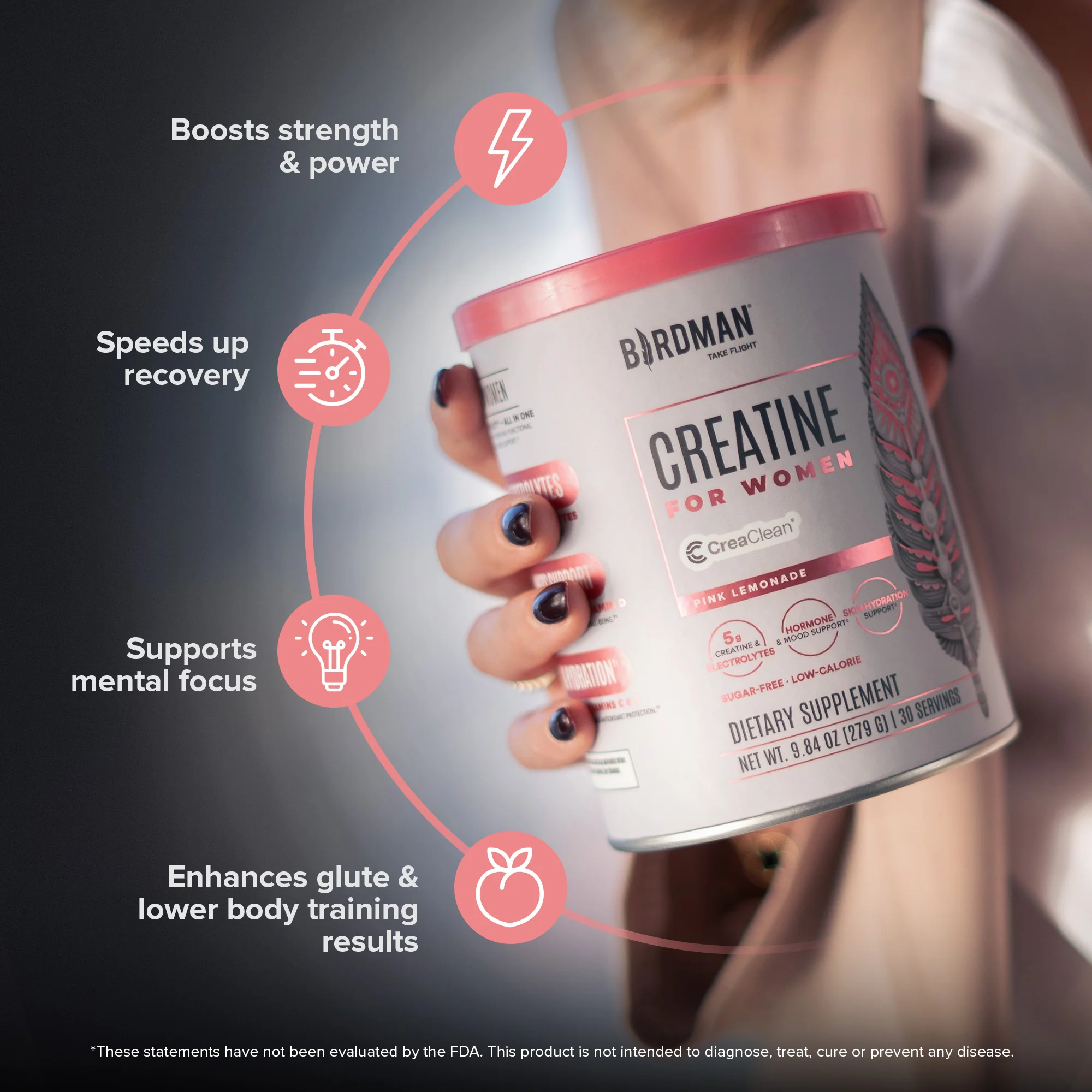 Creatine for Women: Creatine + Inositol + Electrolytes + Vitamins - 9.84 oz - Image 3