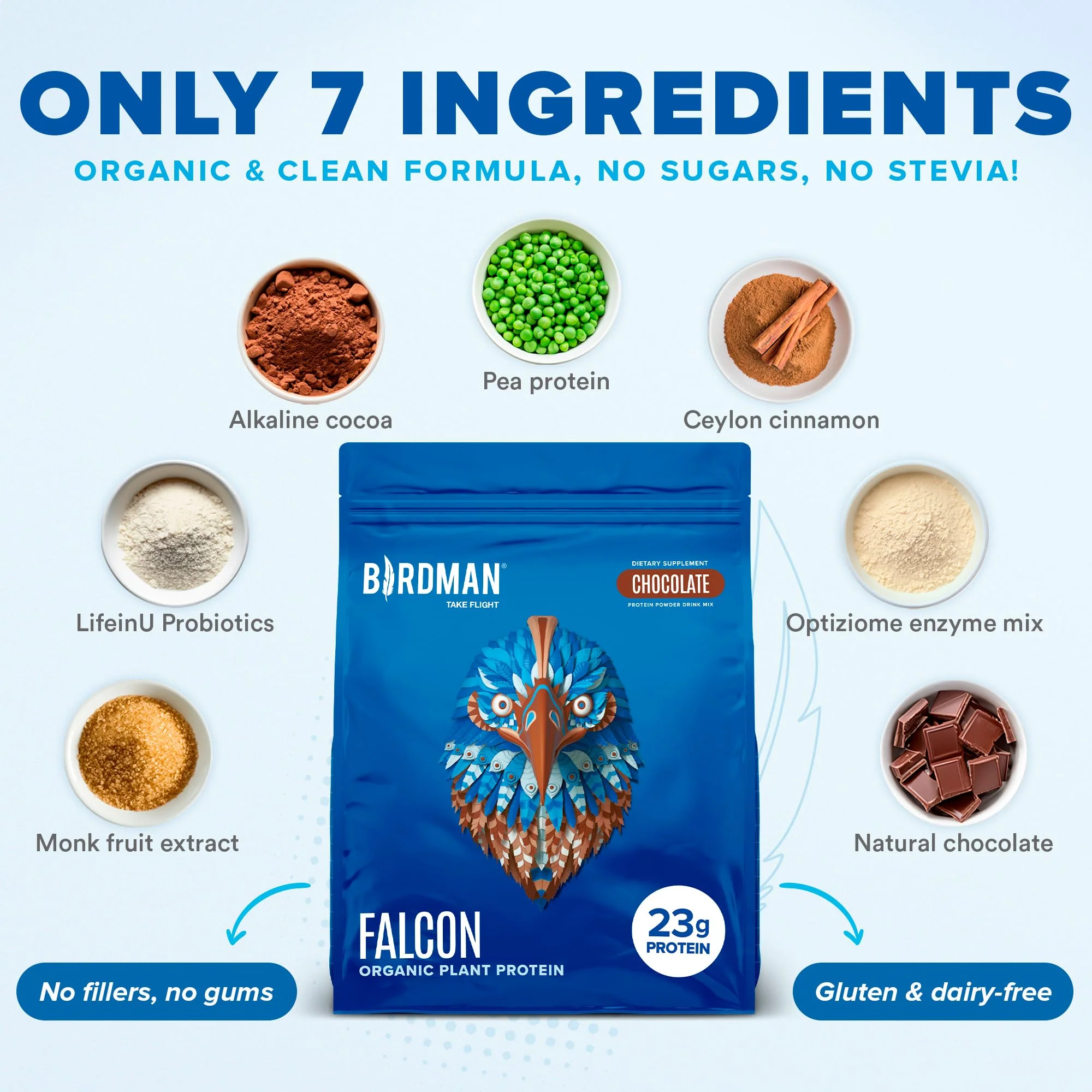 Falcon Protein Plant-Based Protein Powder - Chocolate Flavor -  3.9lbs - Image 4