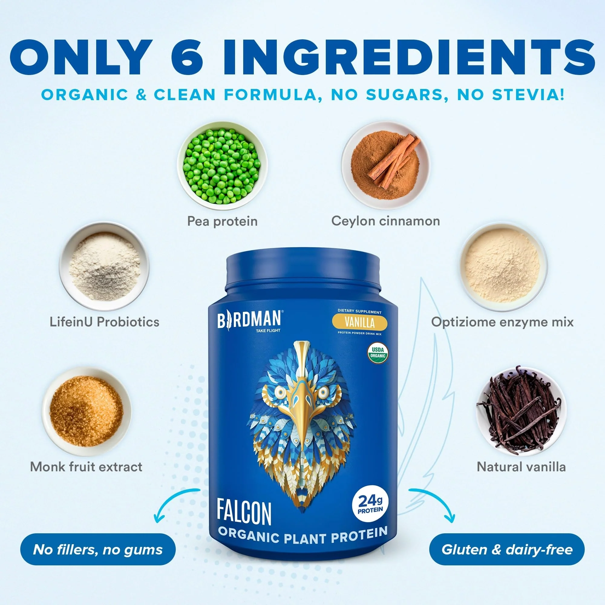 Falcon Protein Plant-Based Protein Powder - Vanilla Flavor -  2.64lbs - Image 4