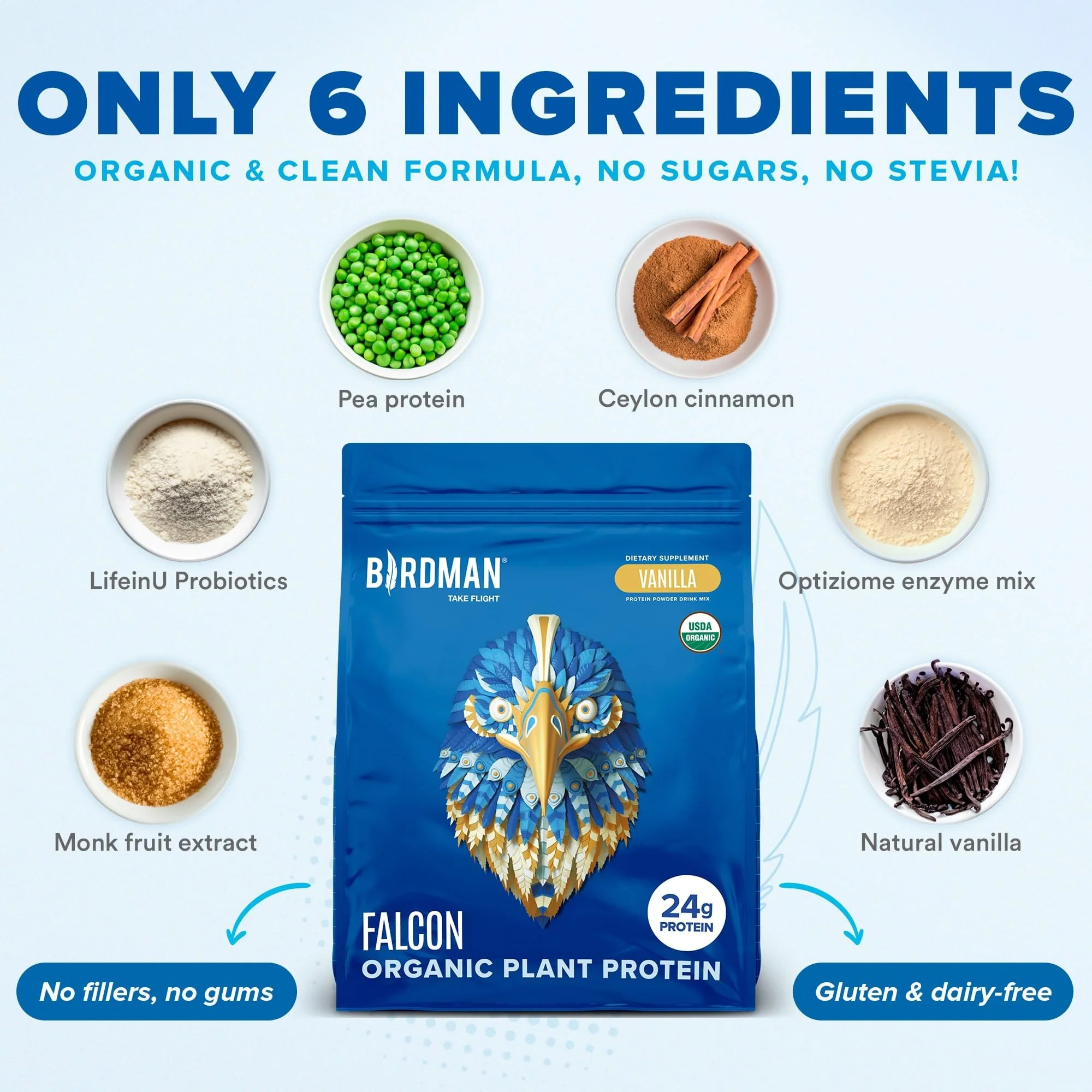 Falcon Protein Plant-Based Protein Powder - Vanilla Flavor -  3.9lbs - Image 4