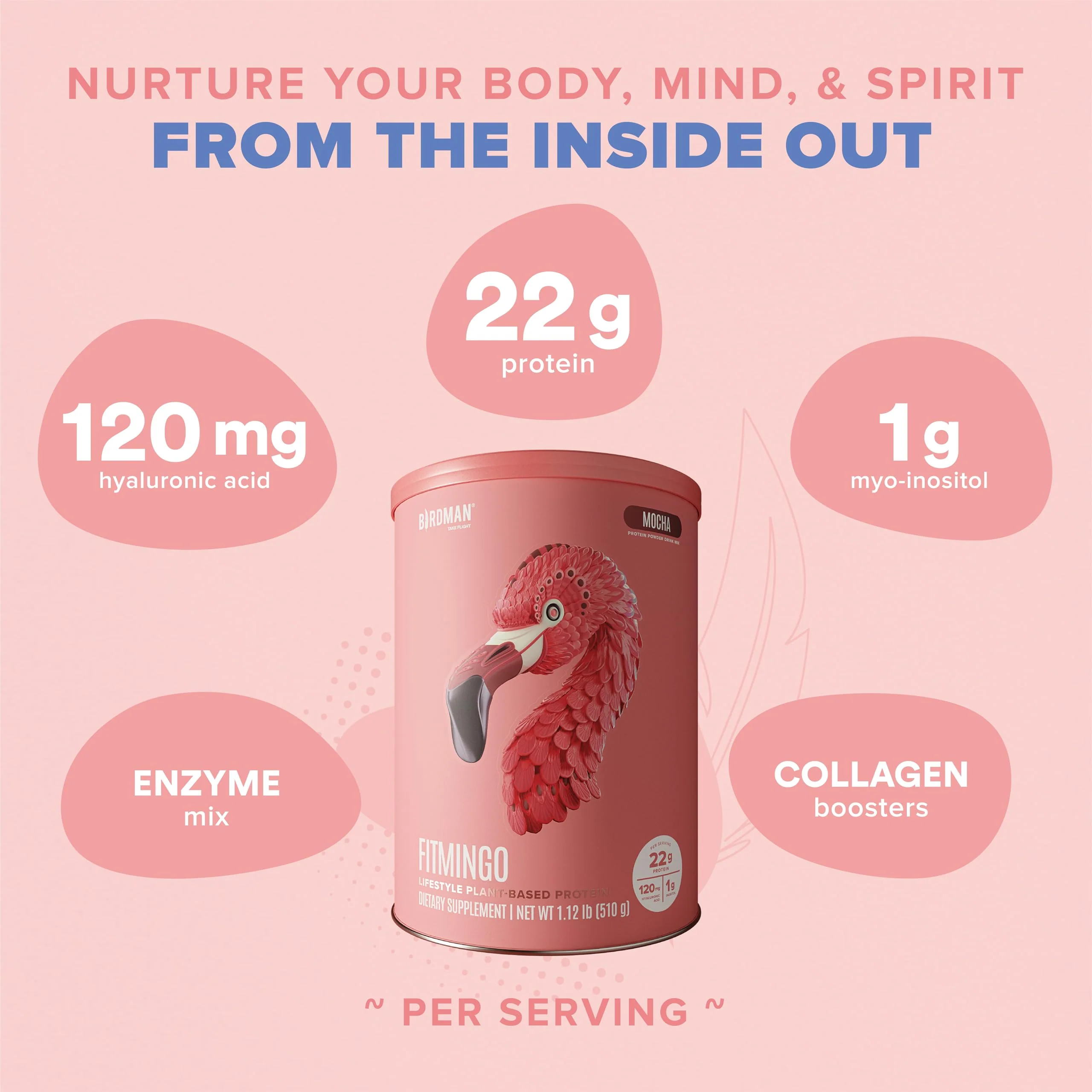 Fitmingo Plant Based Protein Powder - Mocha Flavor - 1.12lbs - Image 4