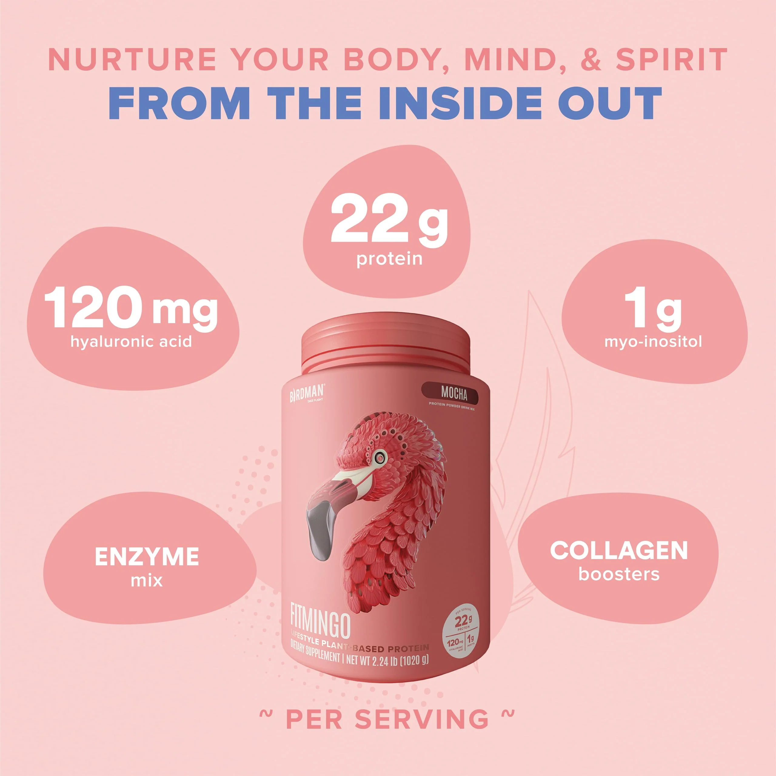 Fitmingo Plant Based Protein Powder - Mocha Flavor - 2.24lbs - Image 4