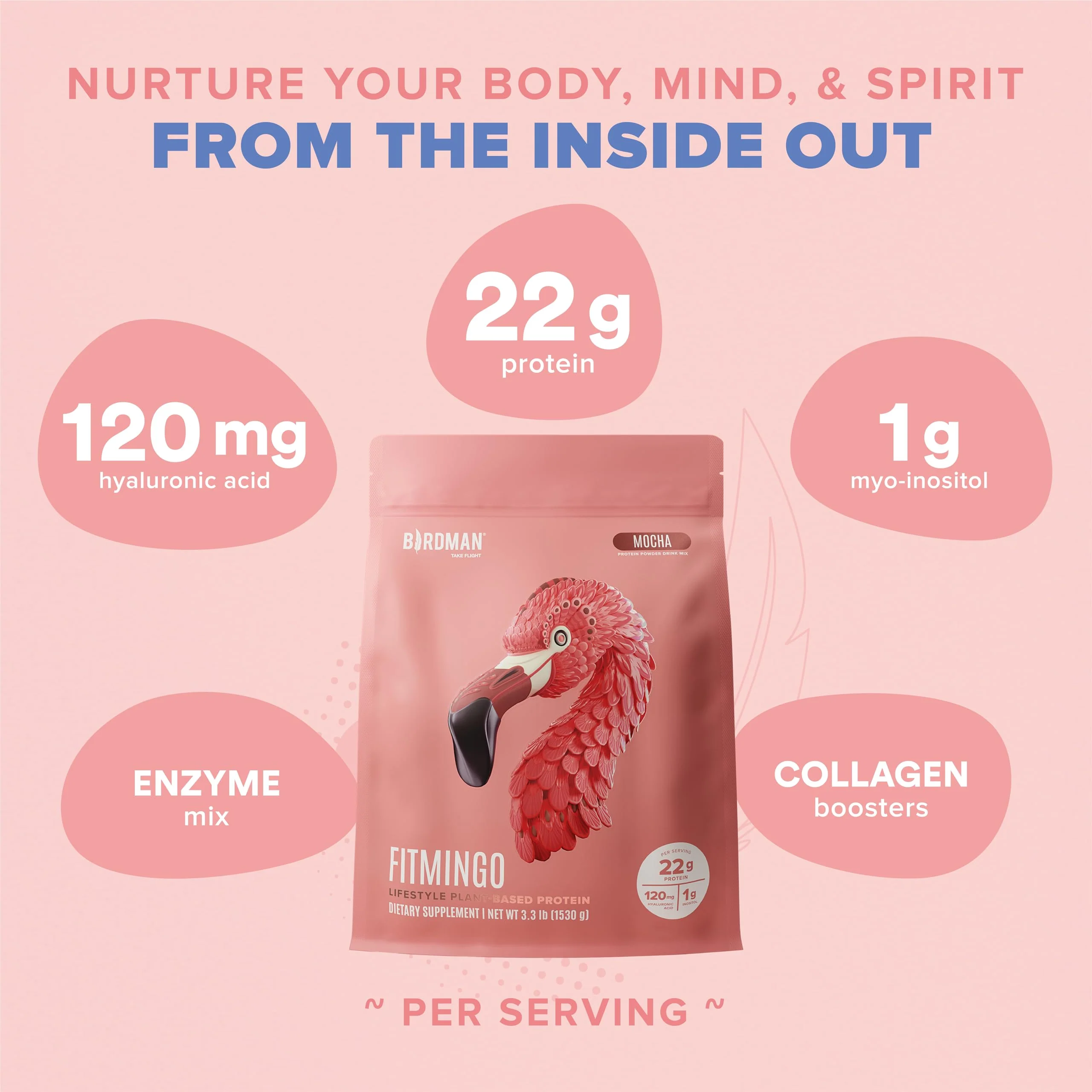 Fitmingo Plant Based Protein Powder - Mocha Flavor - 3.3lbs - Image 4