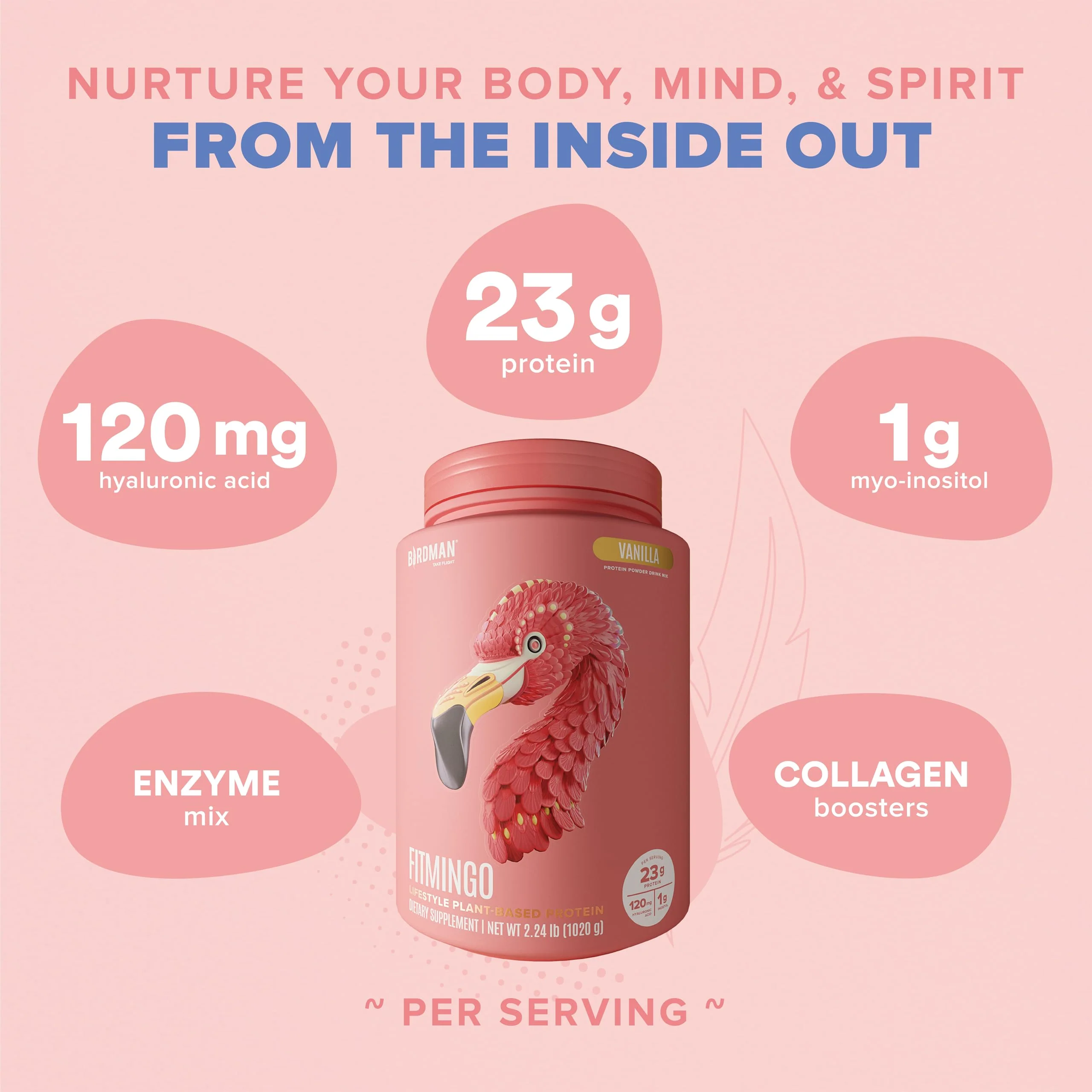 Fitmingo Plant Based Protein Powder - Vanilla Flavor - 2.24lbs - Image 4