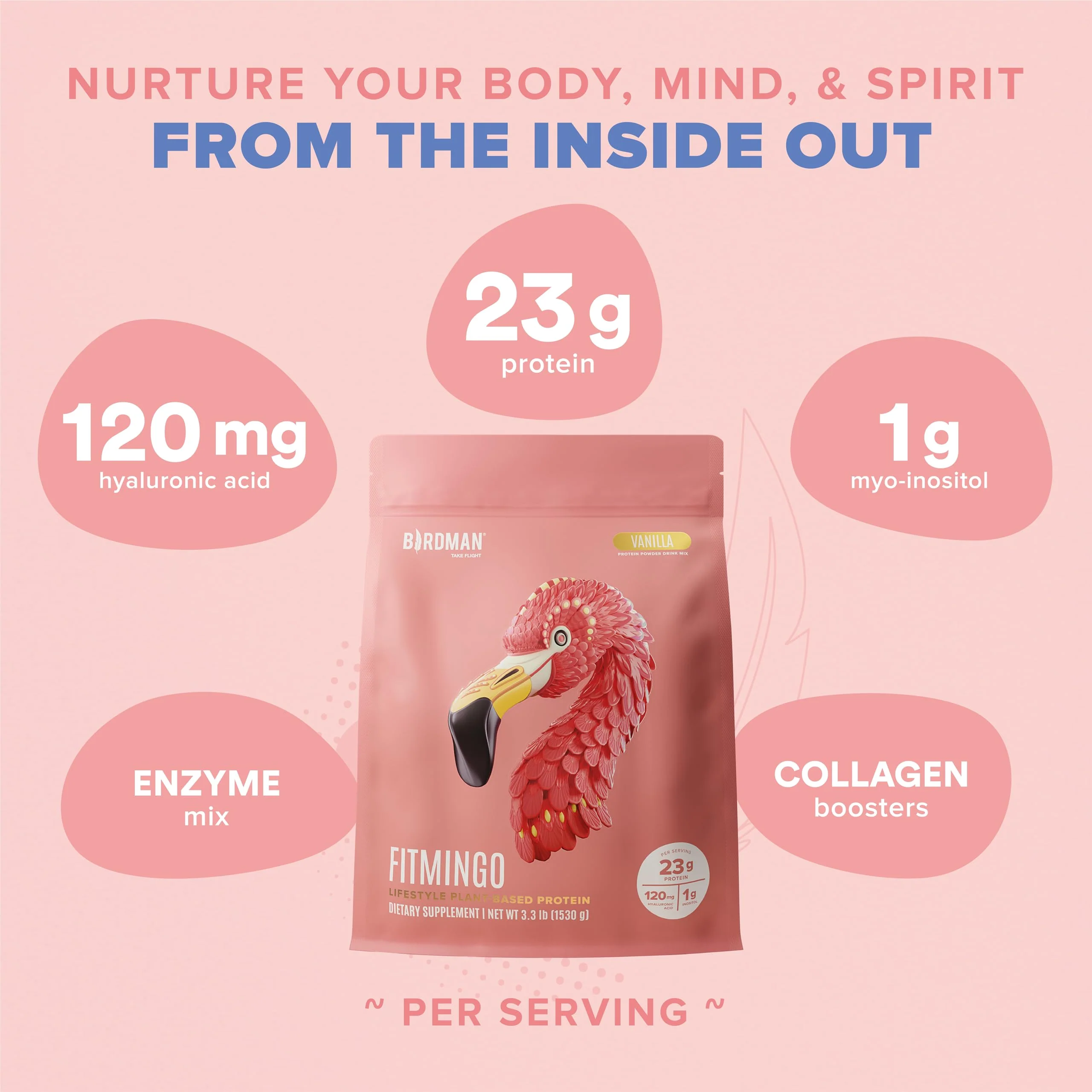 Fitmingo Plant Based Protein Powder - Vanilla Flavor - 3.3lbs - Image 4