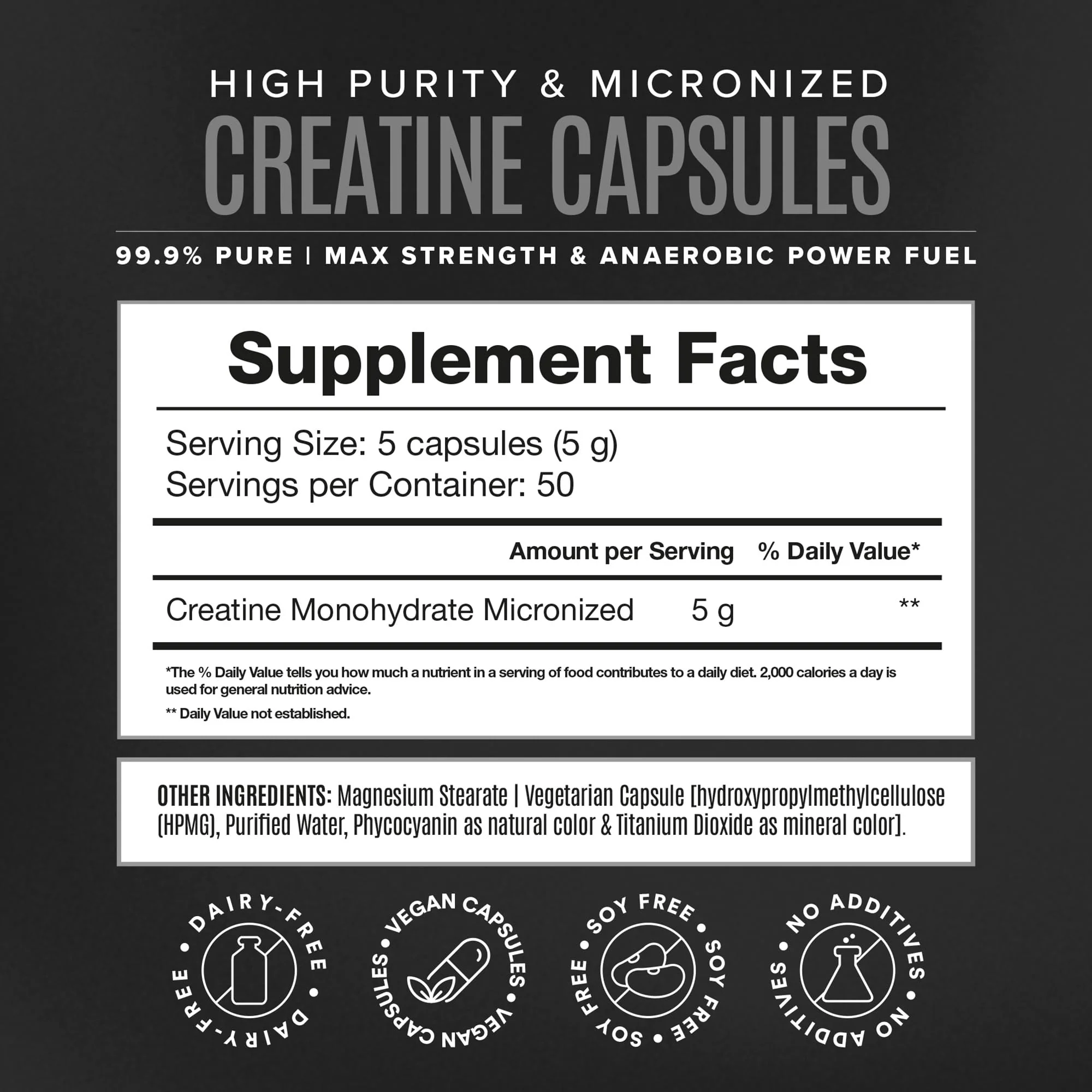 High-Purity Micronized Creatine Monohydrate in Capsules - 250 Capsules - Image 8